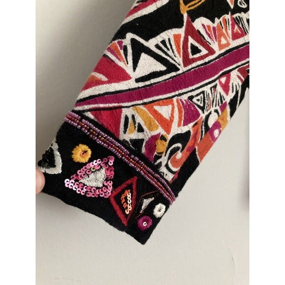 NEW Chico’s Embellished Calandra Jacket Sequins Black MEDIUM Made in India - Picture 3 of 16